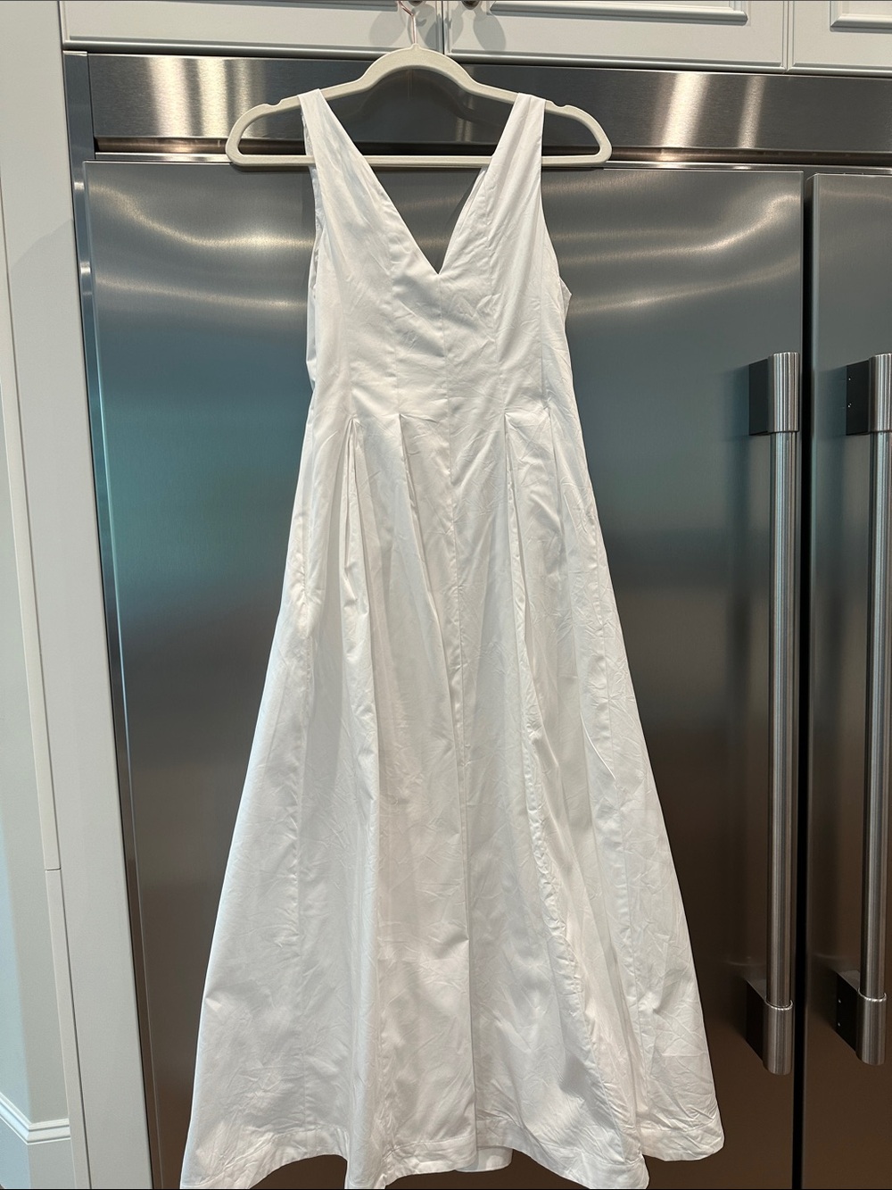 Hill House White V-Neck Midi Dress